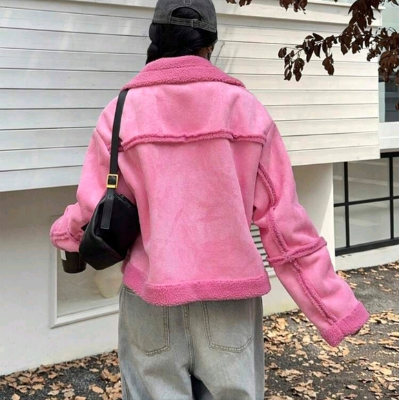 Women Plain Color Single-Breasted Fleece Casual All-Match Long Sleeves Jacket - Picture 3 of 4